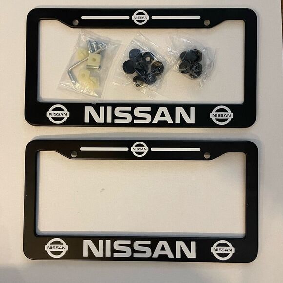Nissan license plate frame set of 2 Black NWT - Picture 1 of 4